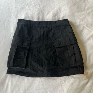 & Other Stories Black Cargo Nylon Mini Skirt